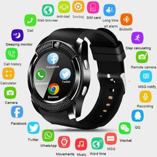 Load image into Gallery viewer, V8 Smart Watch Men Bluetooth Sport Watches Women Ladies Rel gio Smartwatch with Camera Sim Card Slot Android Phone PK DZ09 Y1 A1
