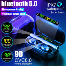 Load image into Gallery viewer, TWS 4000mAh v5.0 bluetooth Stereo Wireless Earphones Waterproof Earbuds With 3 LED Display Sport Wireless Headsets