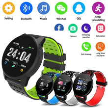 Load image into Gallery viewer, 119 Plus Smart Bracelet Heart Rate Smart Watch Man Wristband Sports Watches Band Waterproof Smartwatch Android With Alarm Clock